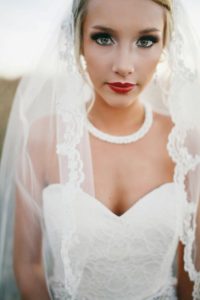 bride with red lips